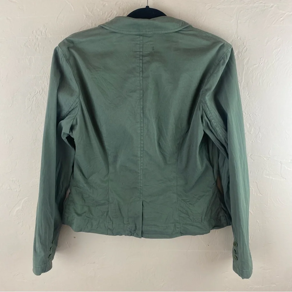 Eddie Bauer Green Blazer Jacket Cotton Button Close Size 12